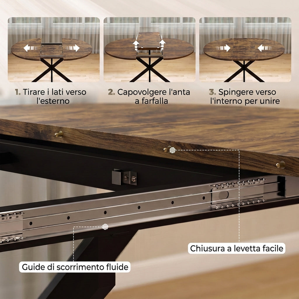 Tavolo da Pranzo Allungabile 4-6 Persone Marrone