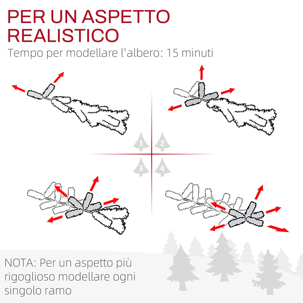 Albero di Natale Innevato 180 cm con 1321 Rami