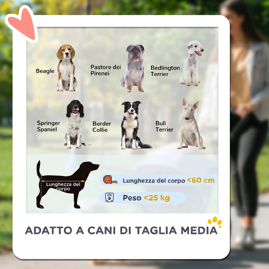 Passeggino Pieghevole per Cani di Taglia Media o Grande con Cuscino e Finestre in Rete