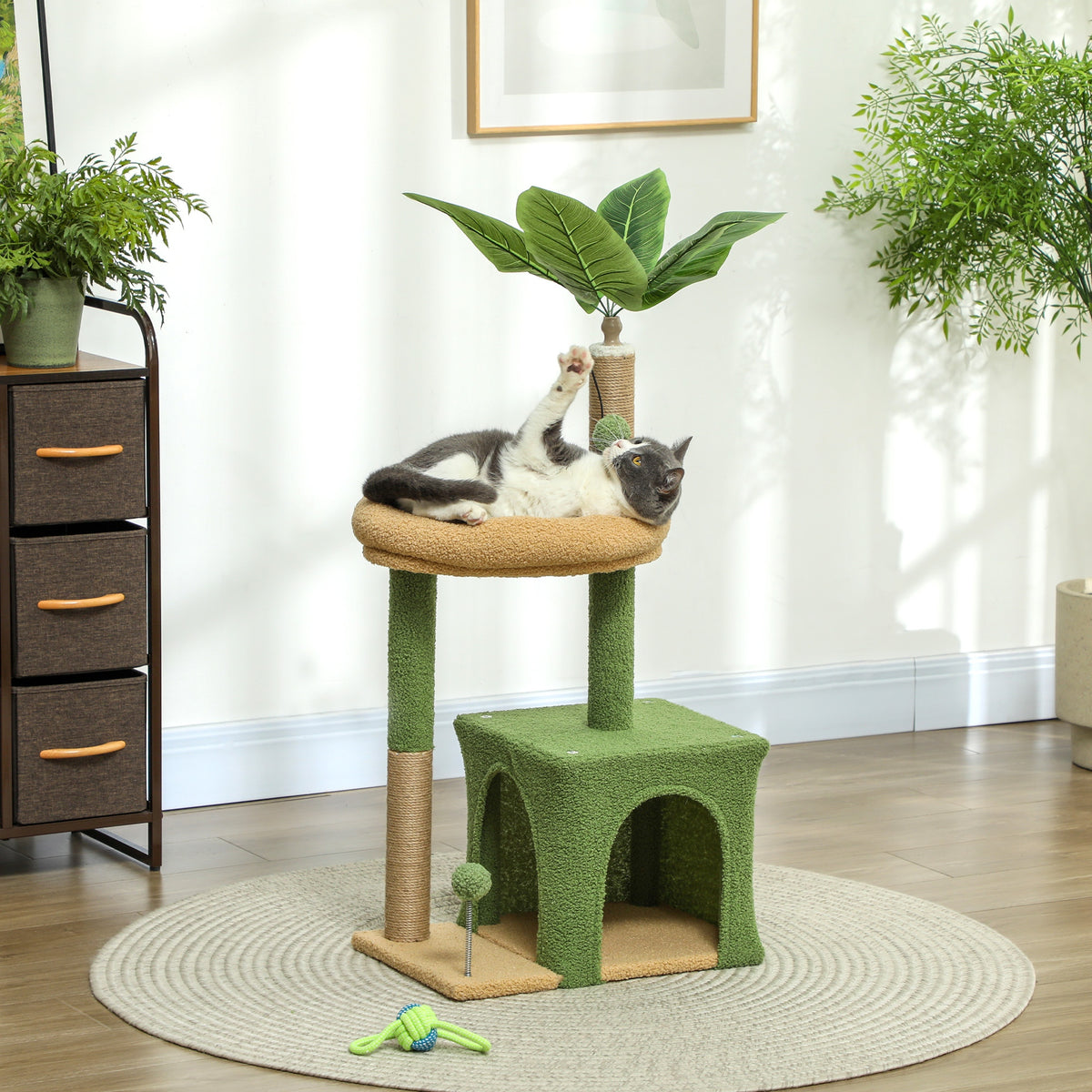 Albero Tiragraffi per Gatti con Casetta e Lettino 98 cm