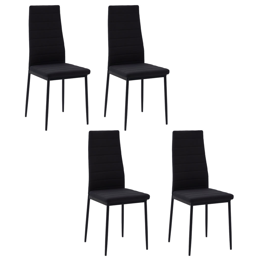 Set 4 Sedie Imbottite Nere Moderne in Metallo e Tessuto