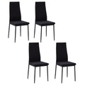 Set 4 Sedie Imbottite Nere Moderne in Metallo e Tessuto