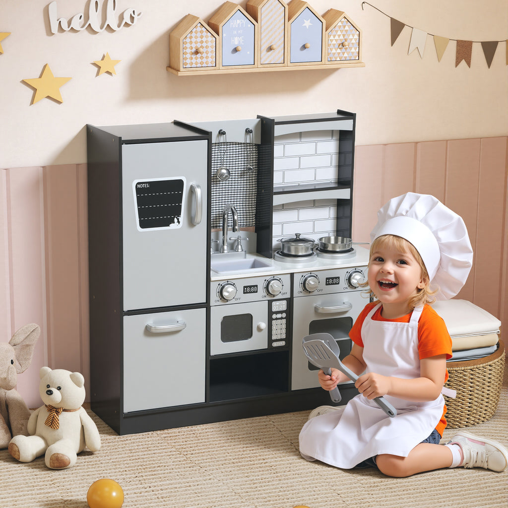 Cucina Giocattolo in Legno per Bambini con Frigo, Lavandino e Accessori
