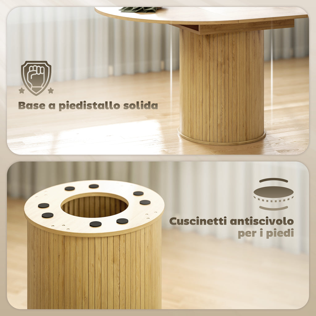 Tavolo da Pranzo Espandibile Rotondo/Ovale per 6-8 Persone con Base a Piedistallo