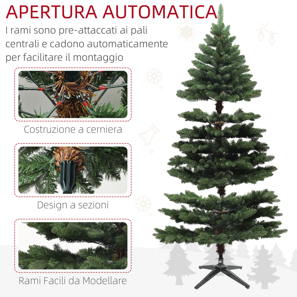 Albero di Natale Artificiale 180 cm con 1050 Rami