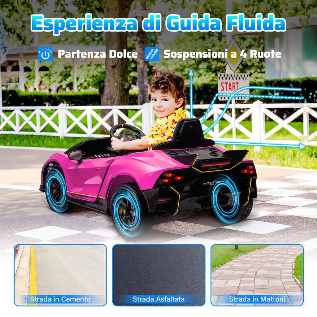 Auto Elettrica Lamborghini Rosa 12V per Bambini