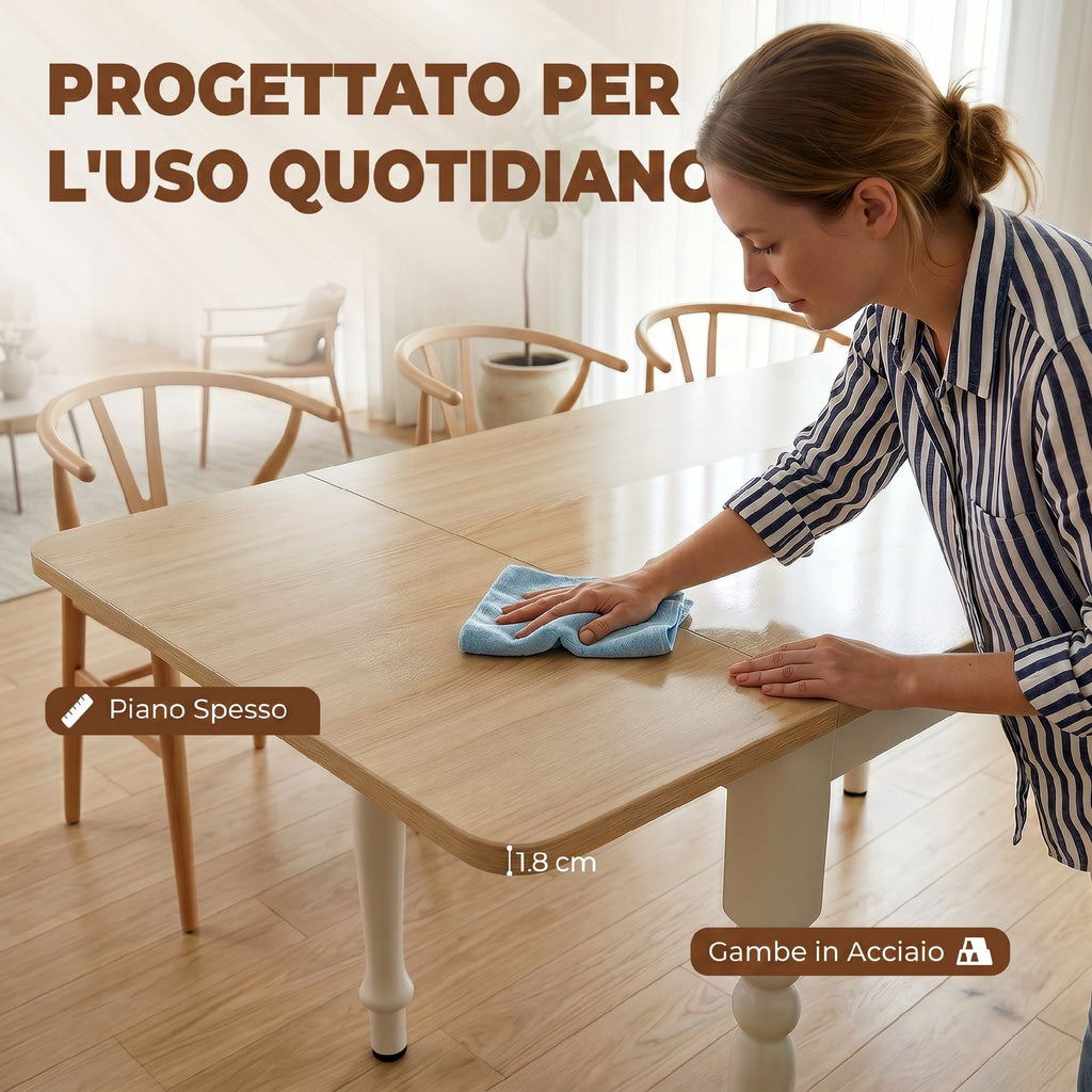Tavolo da Pranzo Pieghevole con 2 Ribalte per 4-6 Persone