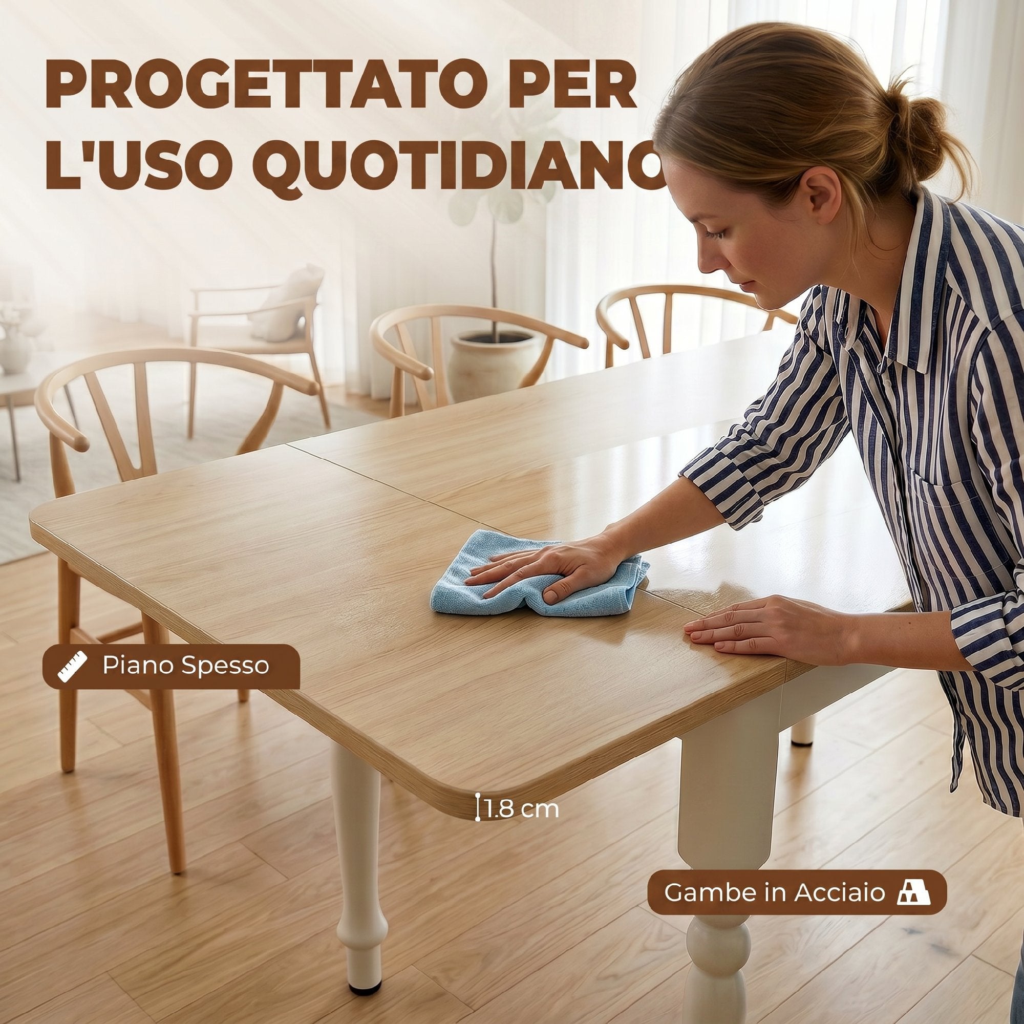 Tavolo da Pranzo Pieghevole con 2 Ribalte per 4-6 Persone