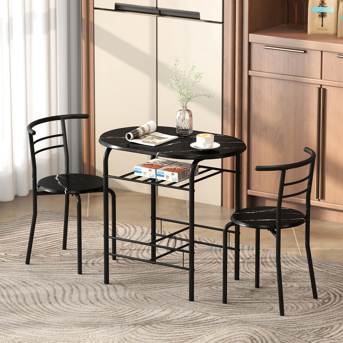 Set Tavolo e 2 Sedie Salvaspazio per Cucina e Balcone