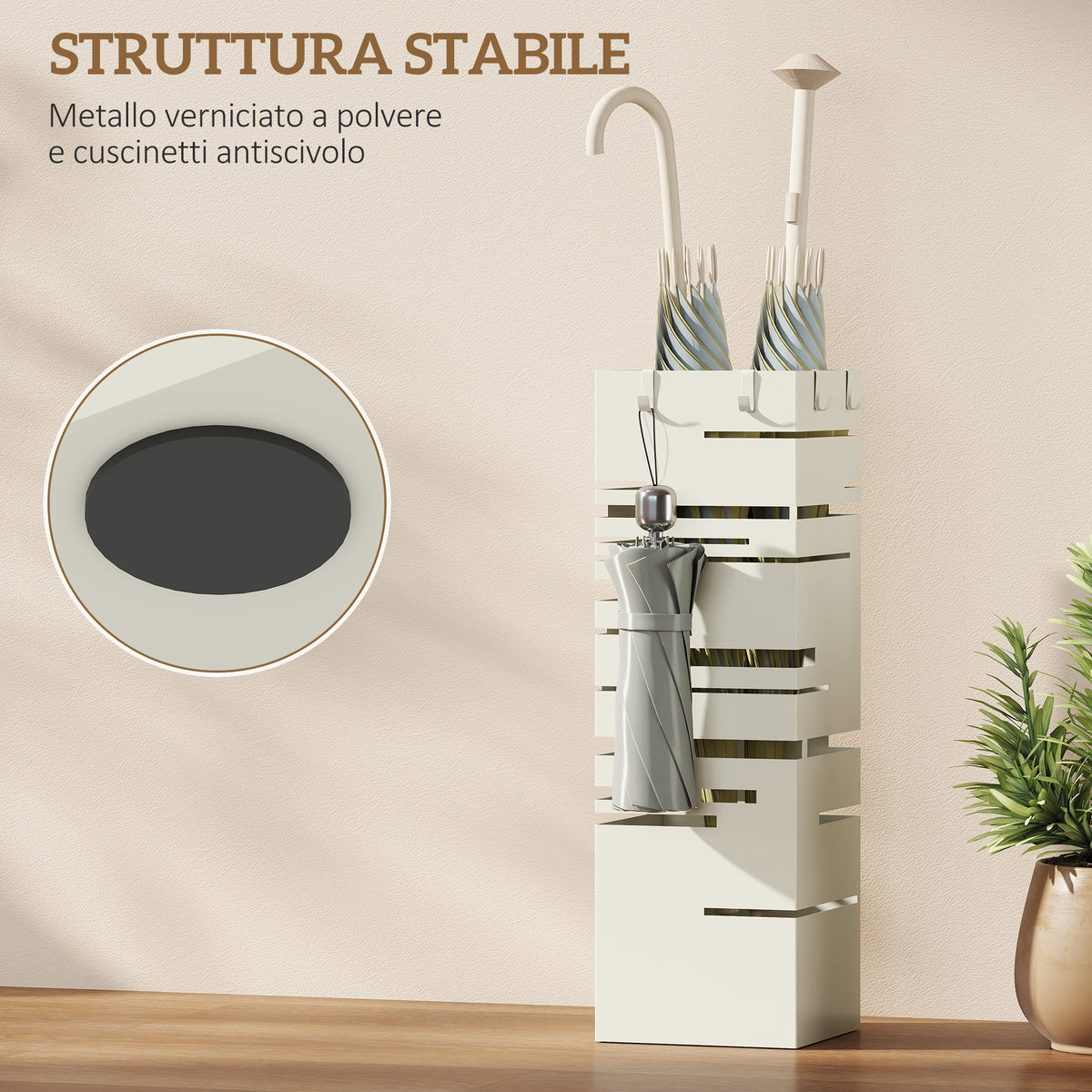 Portaombrelli Autoportante Quadrato Beige