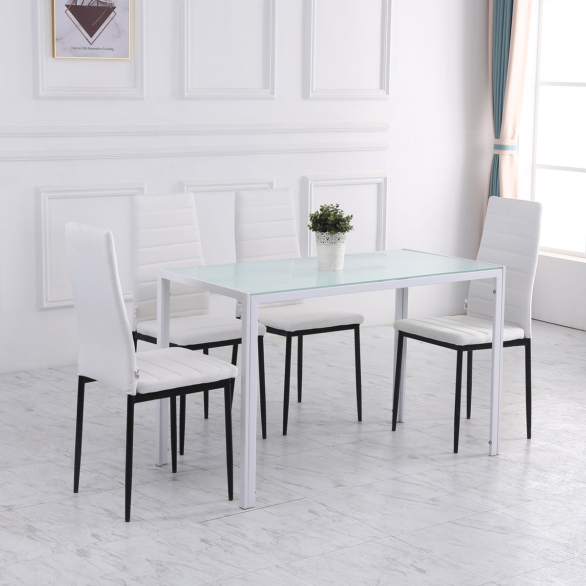 Set 4 Sedie Imbottite Moderne in Metallo e Tessuto