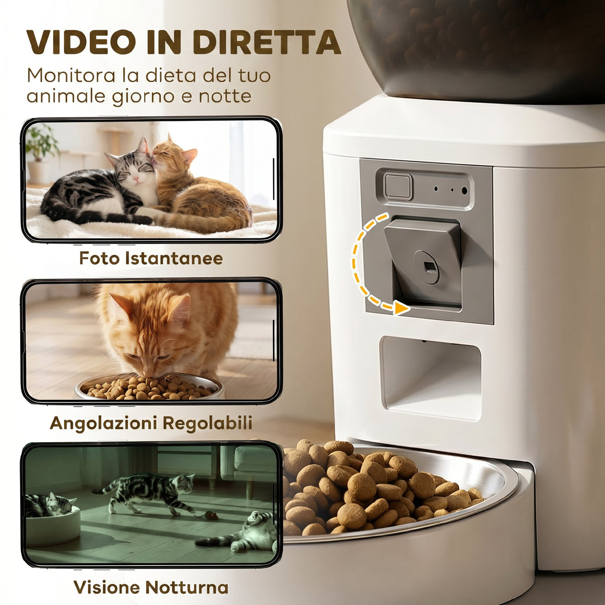 Distributore Automatico Cibo 4L WiFi con Telecamera