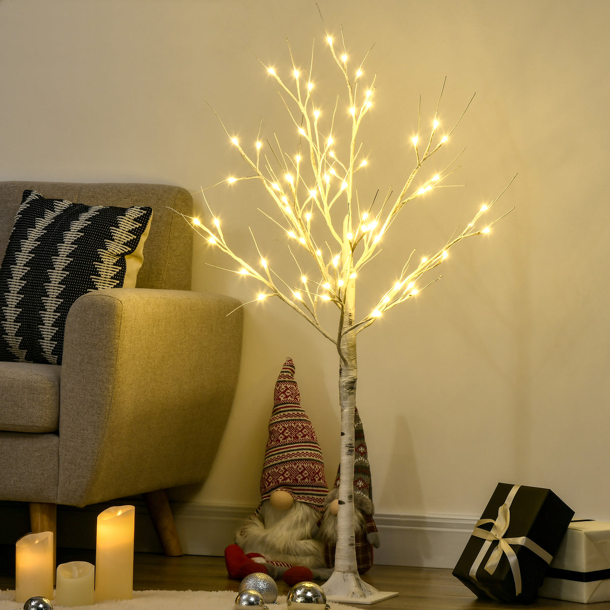 Albero di Natale Bianco 120 cm con 72 Luci LED