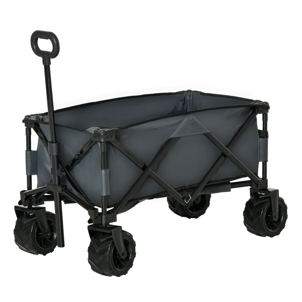Carrello Pieghevole da Giardino con Manico Telescopico e Ruote Girevoli a 360°