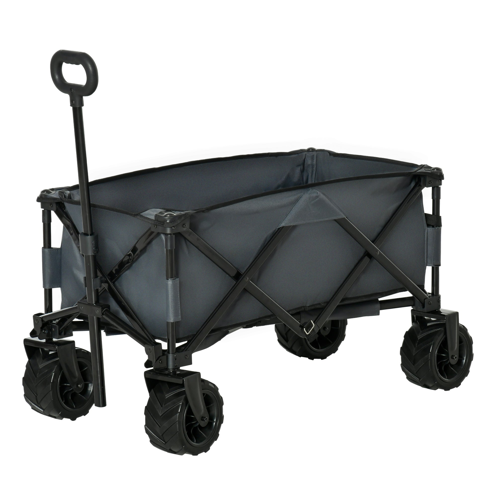 Carrello Pieghevole da Giardino con Manico Telescopico e Ruote Girevoli a 360°
