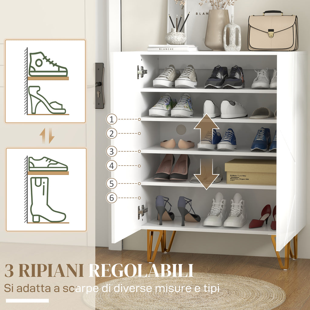 Scarpiera Bianca Moderna per 15-20 Paia di Scarpe