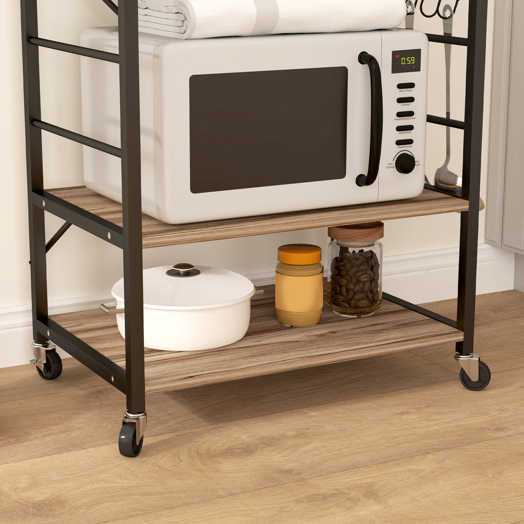 Scaffale da Cucina Industriale con Ruote e 4 Ganci