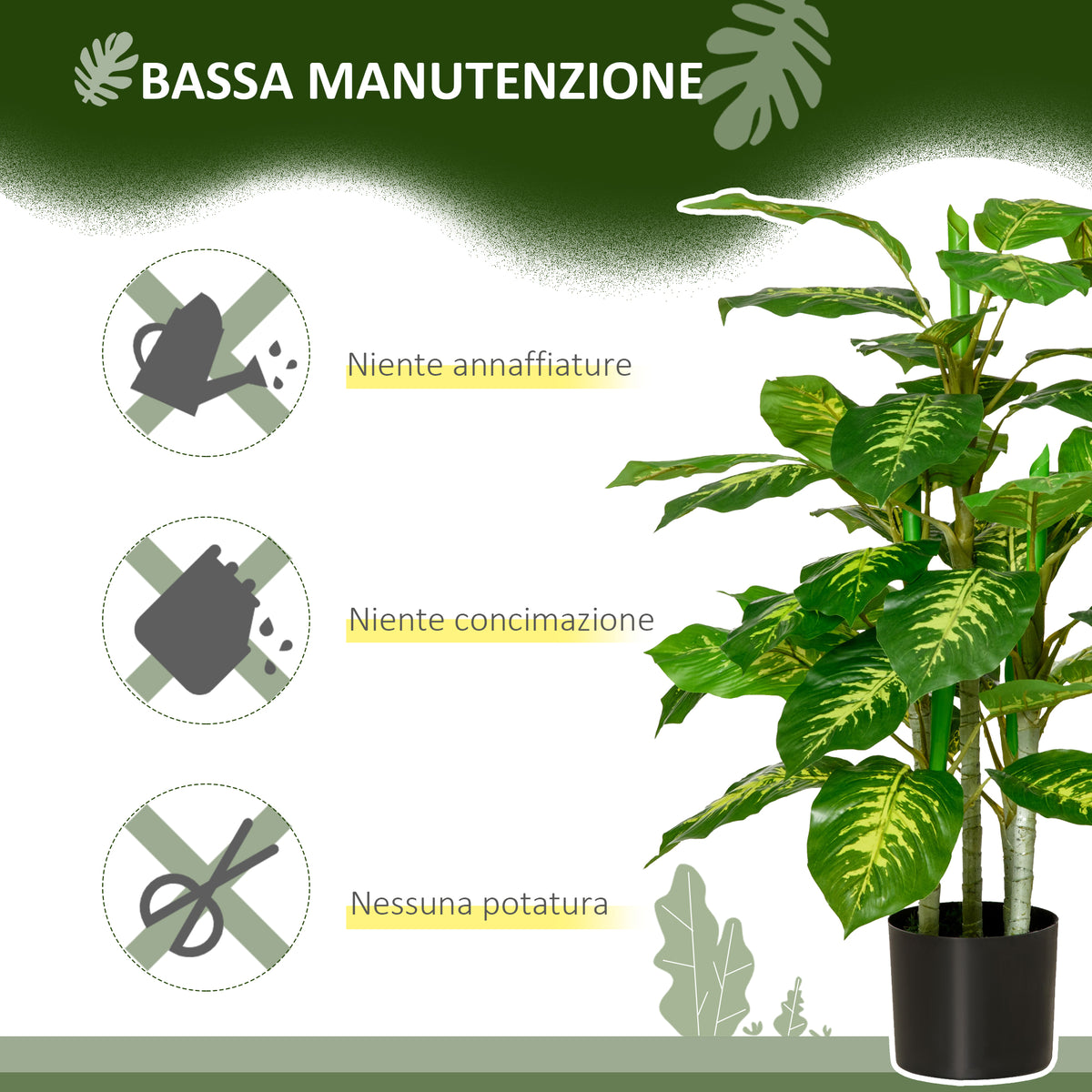 Pianta Artificiale Sempreverde 95 cm con Vaso Nero