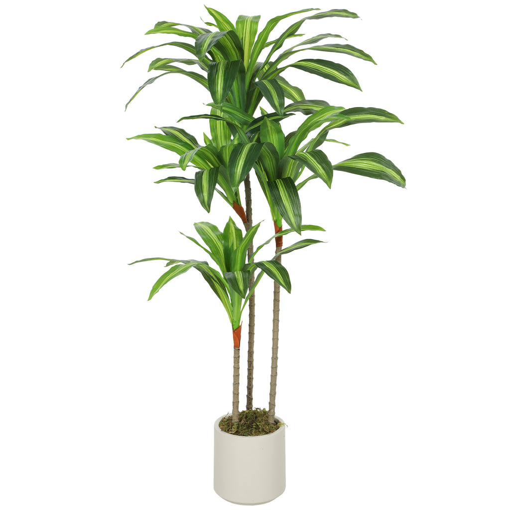 Pianta Artificiale Dracena Verde da 120 cm con Vaso