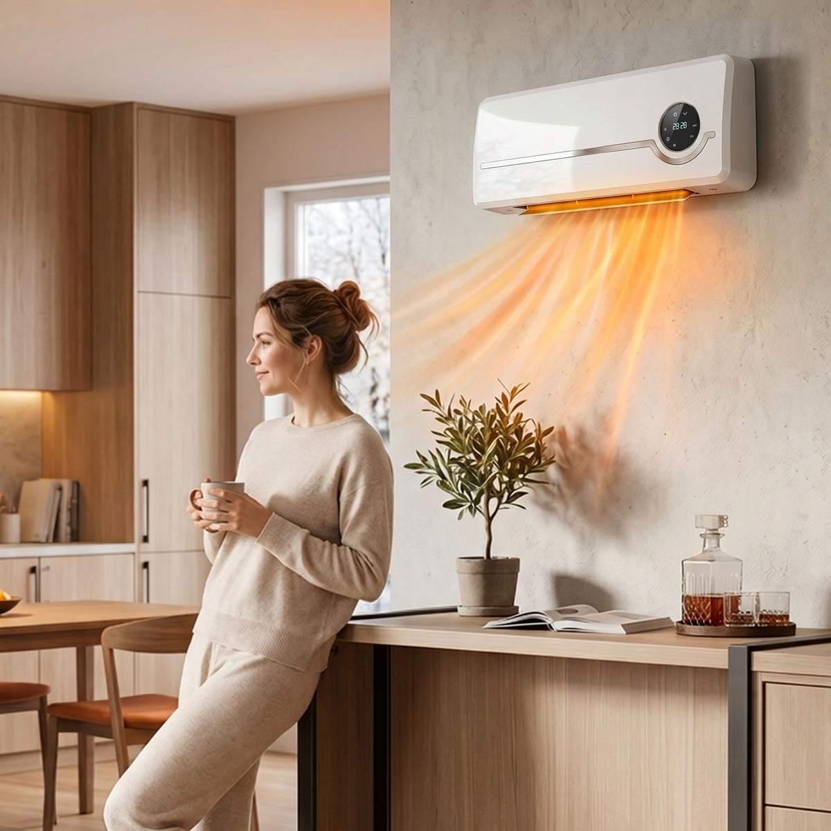 Stufa Ceramica da Parete 2000W con Timer e Telecomando