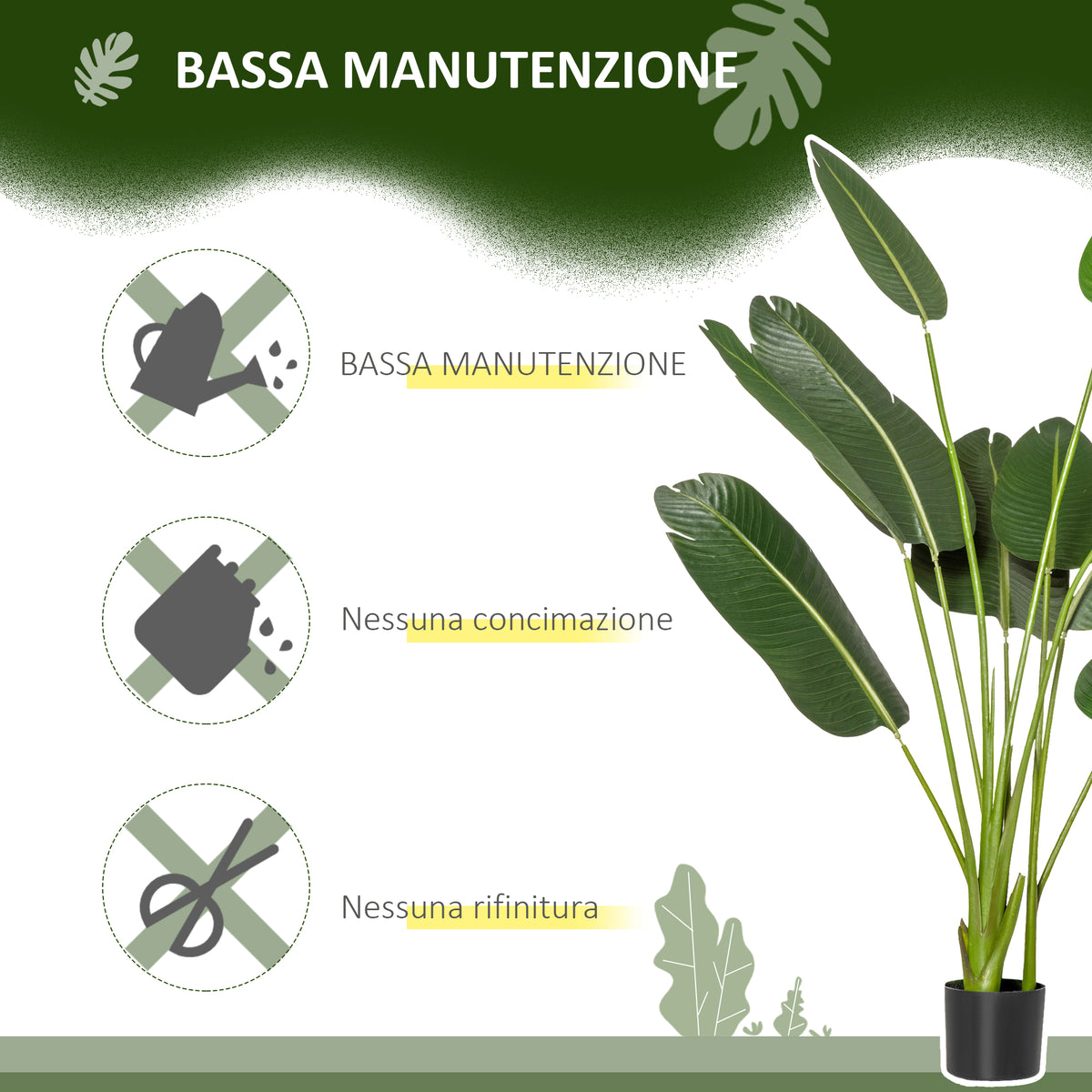 Pianta Artificiale Banano da 160 cm con Vaso