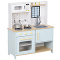 Cucina Giocattolo per Bambini con Fornelli e Armadietti Blu e Bianco