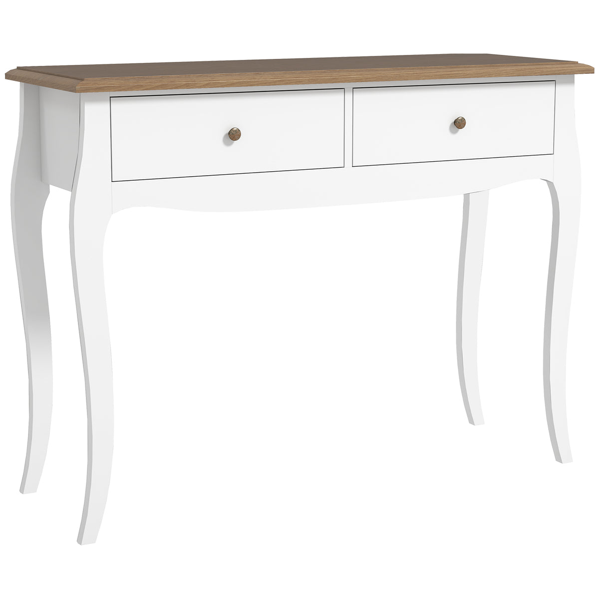 Consolle Moderna con 2 Cassetti Bianco e Marrone