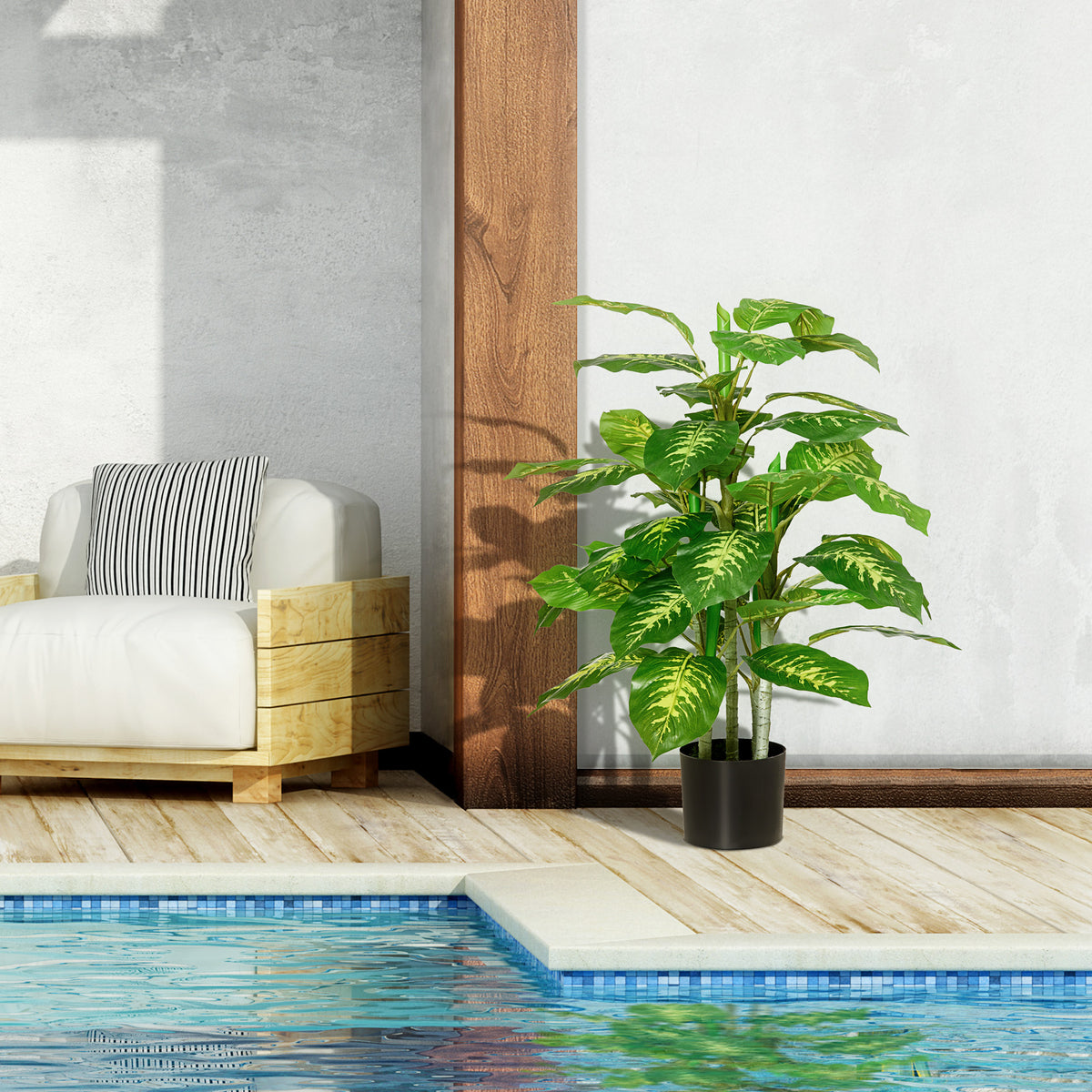 Pianta Artificiale Sempreverde 95 cm con Vaso Nero