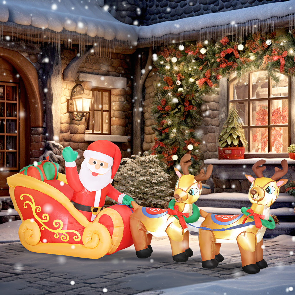 Babbo Natale Gonfiabile con Slitta e Renne 2,4 m