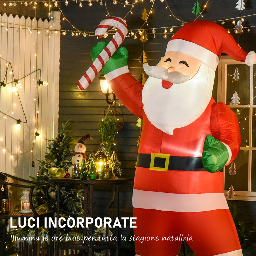Babbo Natale Gonfiabile Bastoncino di Zucchero con Luci LED