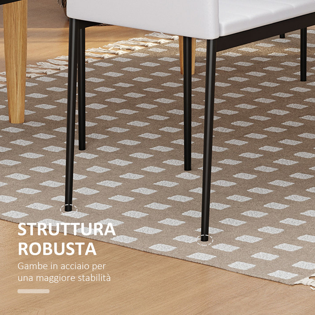 Set 4 Sedie Imbottite Moderne in Metallo e Tessuto
