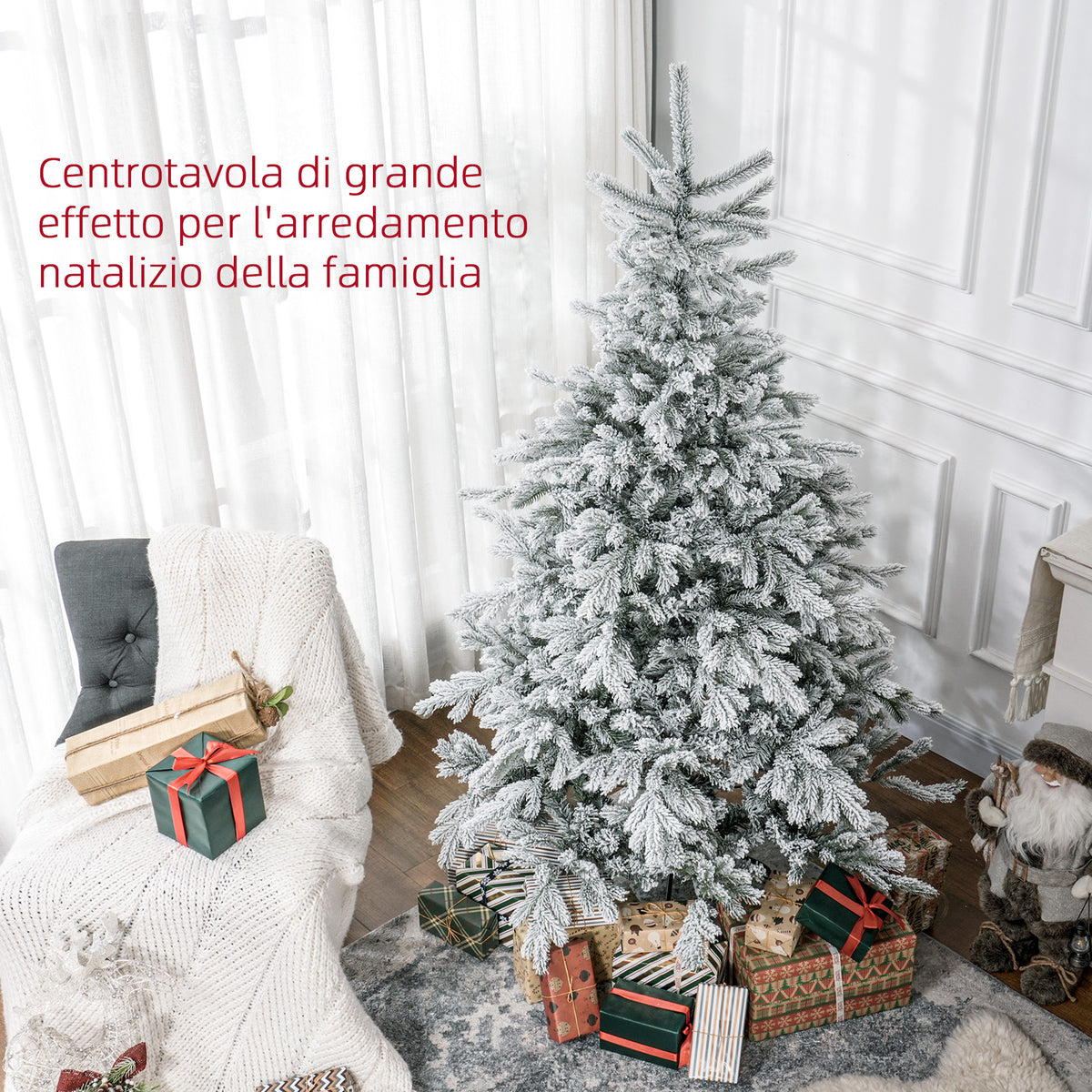 Albero di Natale Innevato 180 cm con 1321 Rami