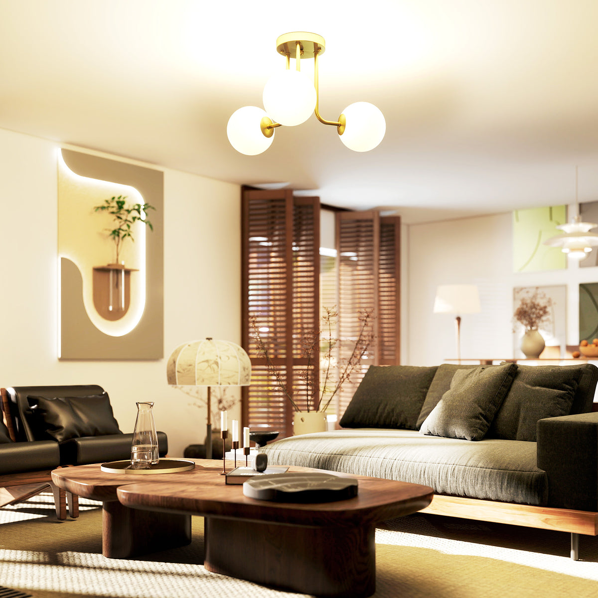 Lampadario Vintage Oro a 3 Punti Luce