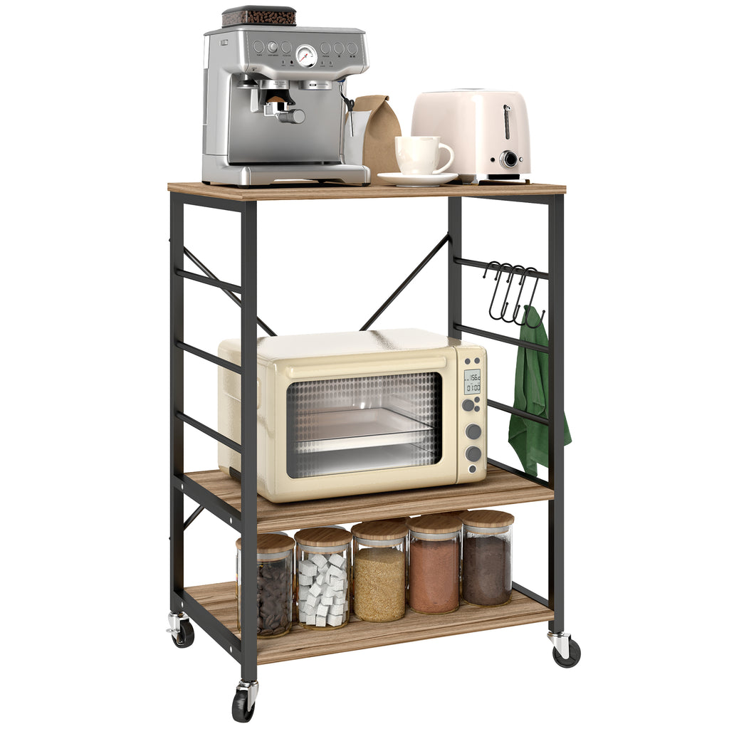 Scaffale da Cucina Industriale con Ruote e 4 Ganci