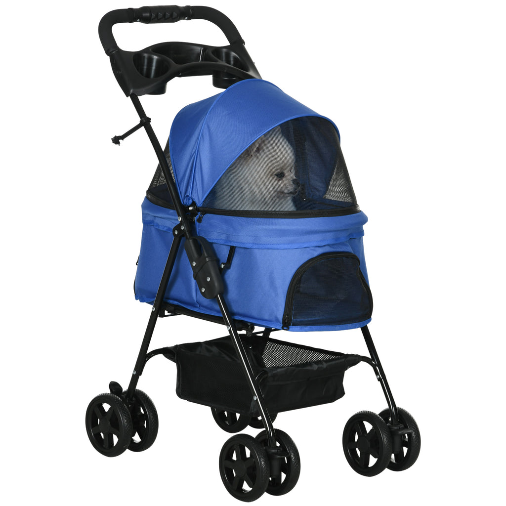 Passeggino Pieghevole per Cani con Guinzaglio di Sicurezza e Cestino Portaoggetti