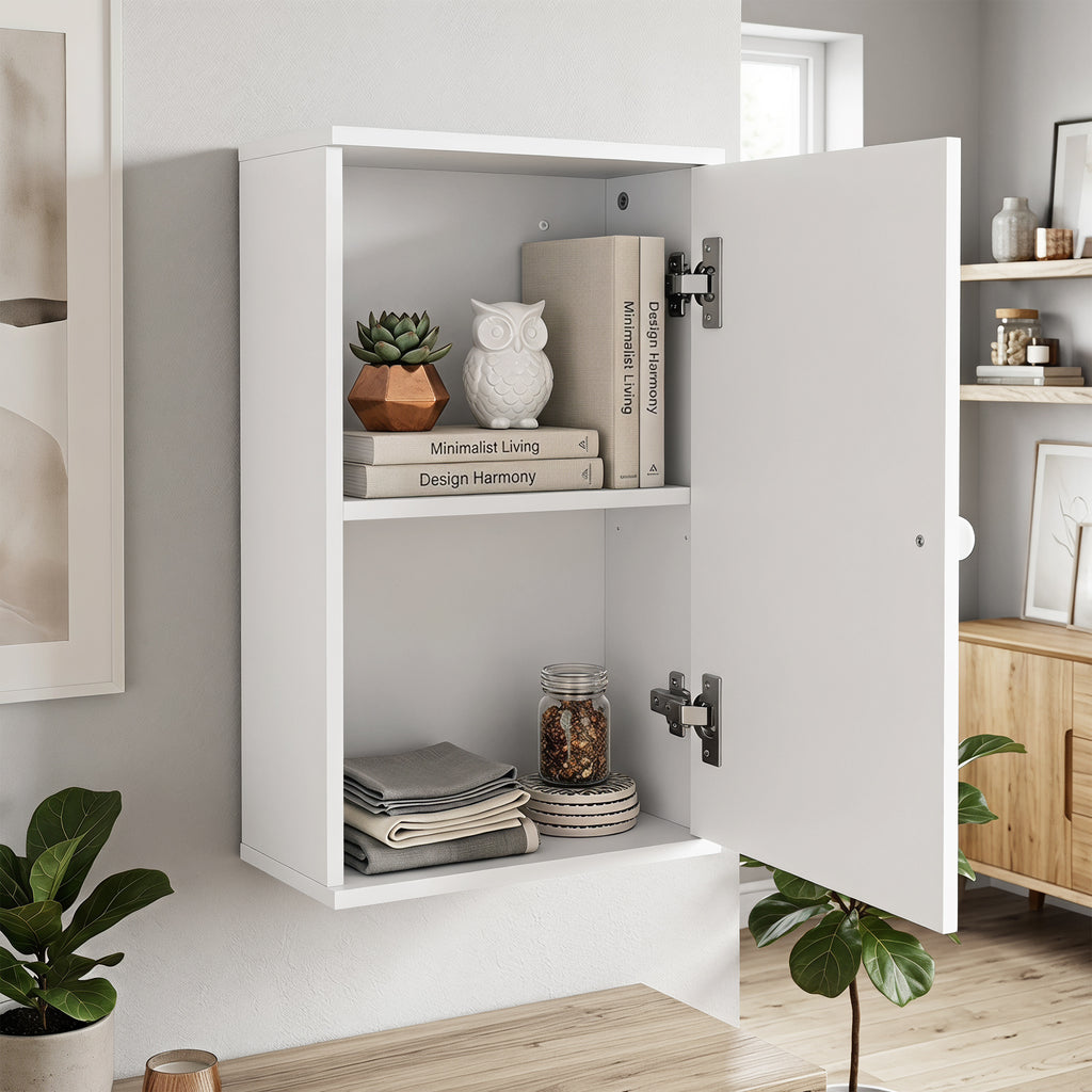 Mobiletto Bagno Sopra WC Bianco con Ripiano e Anta
