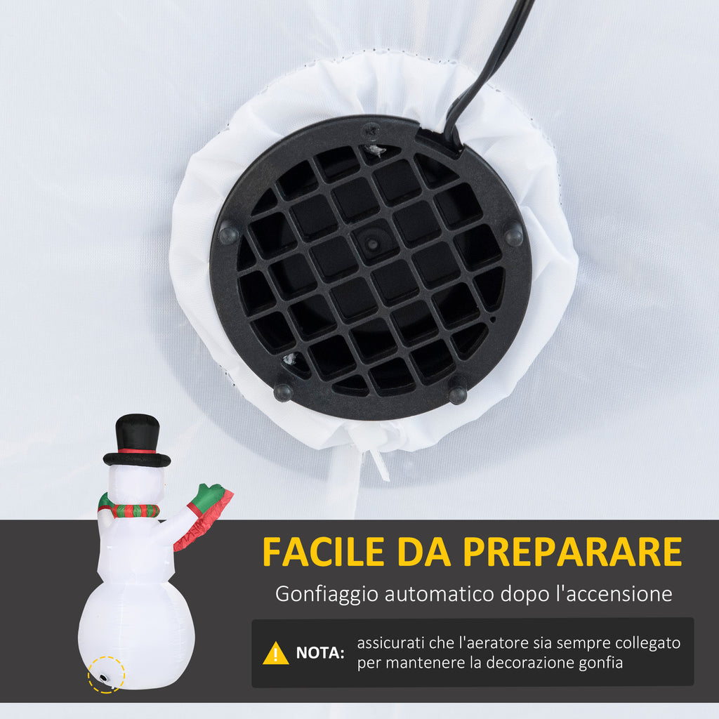 Pupazzo di Neve Gonfiabile 243 cm con 3 Luci LED