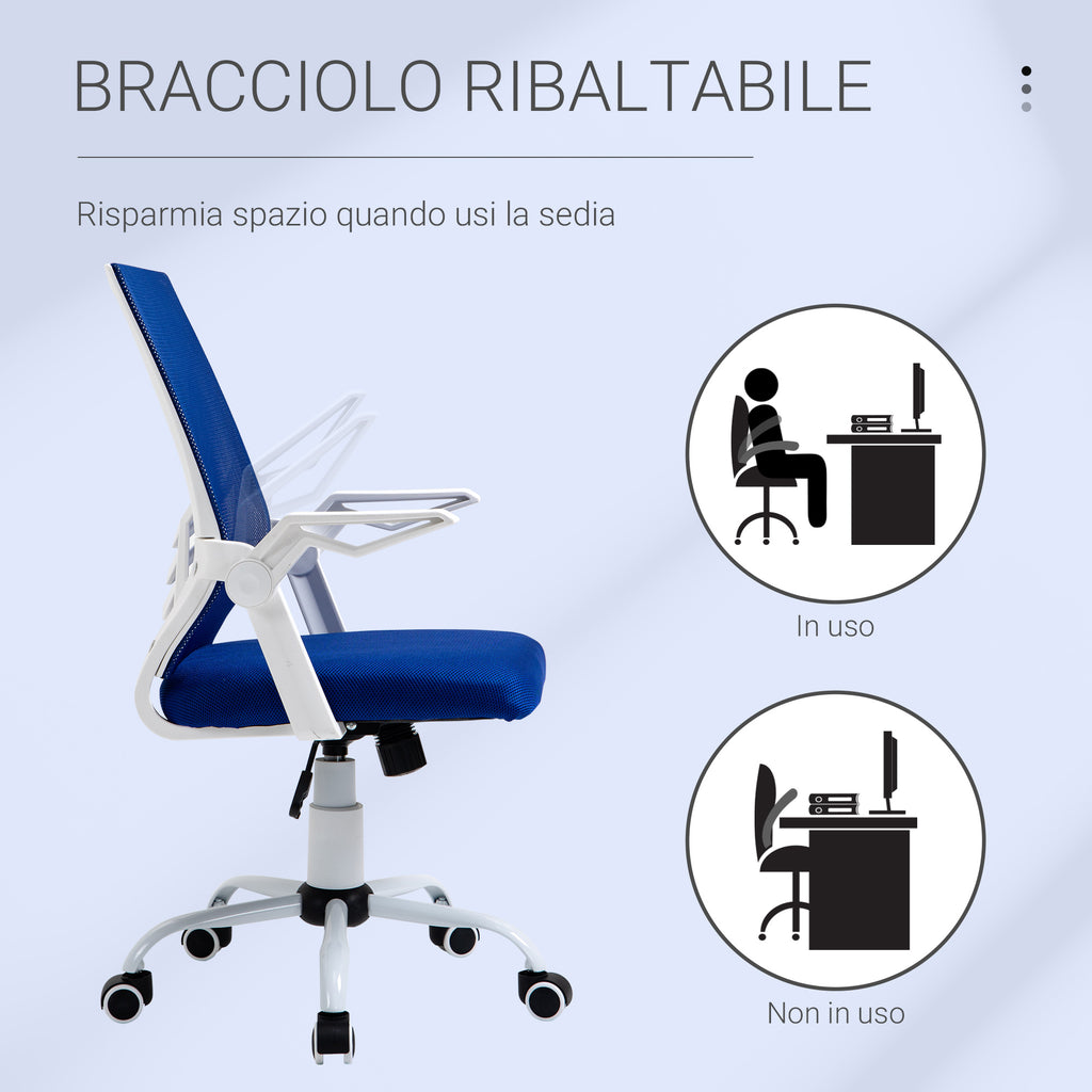 Sedia da Ufficio Ergonomica Blu con Supporto Lombare