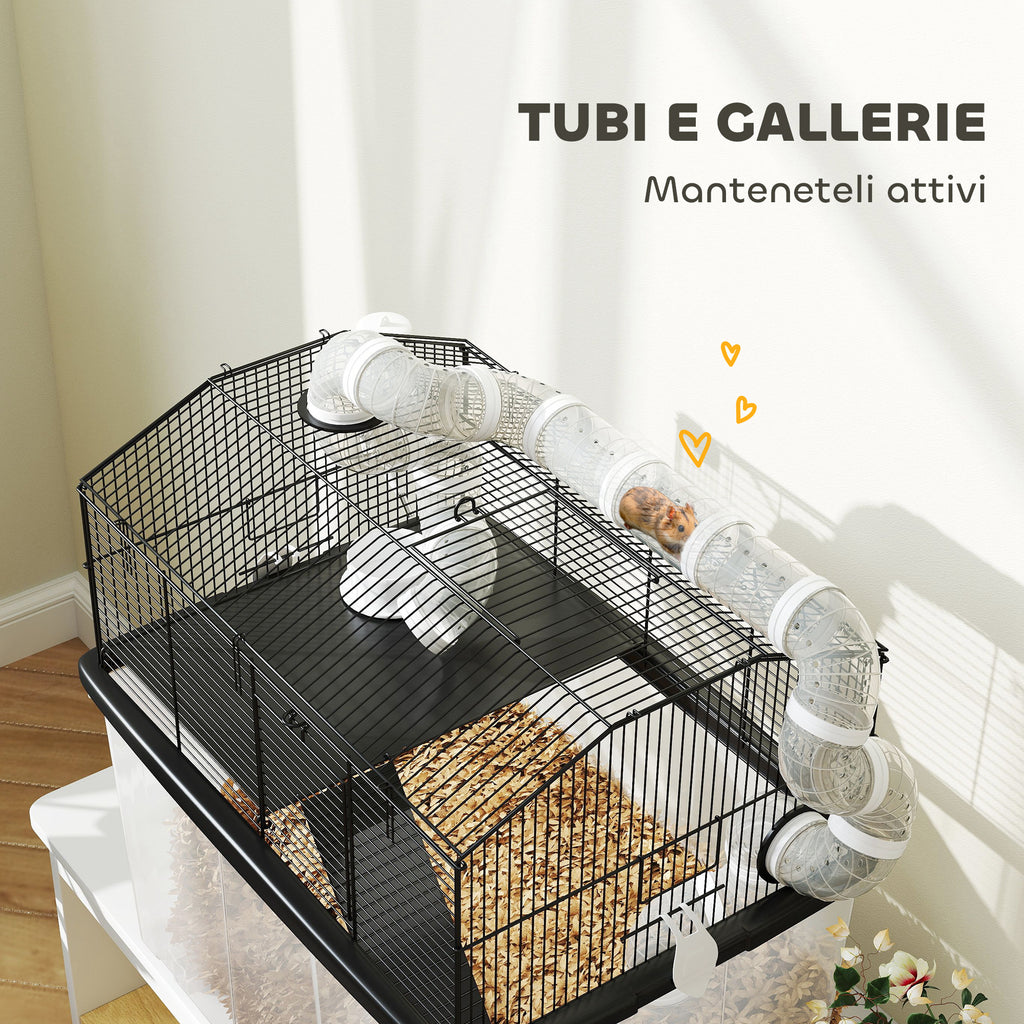 Gabbia per Criceti a 2 Piani con Ruote e Accessori