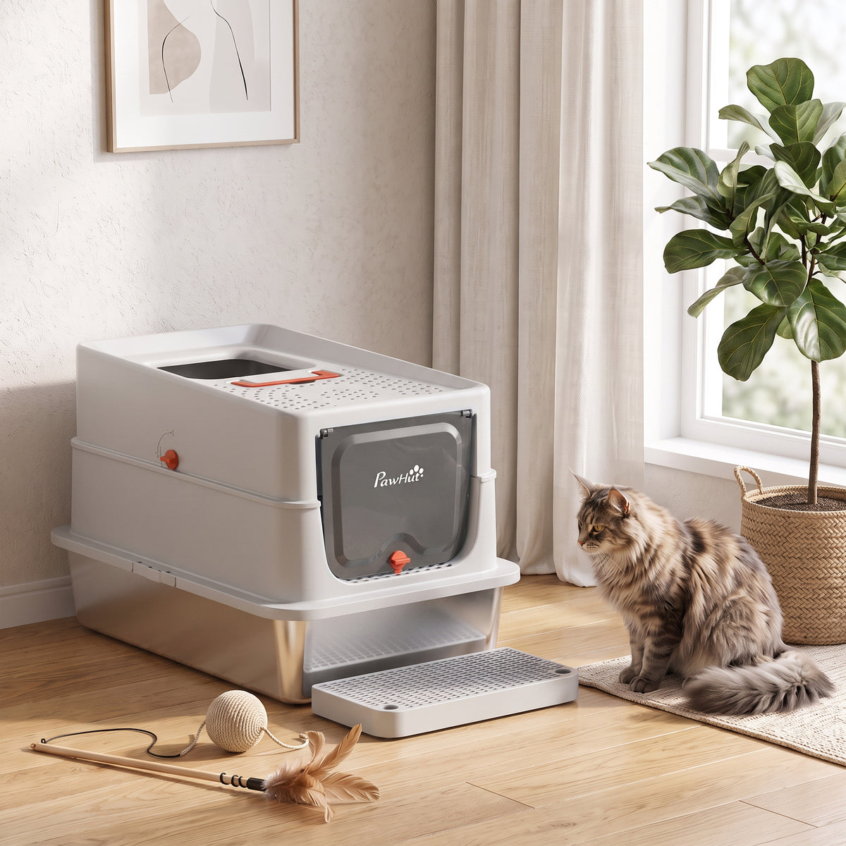 Lettiera Gatti XXL in Acciaio Inox Chiusa Antiodore