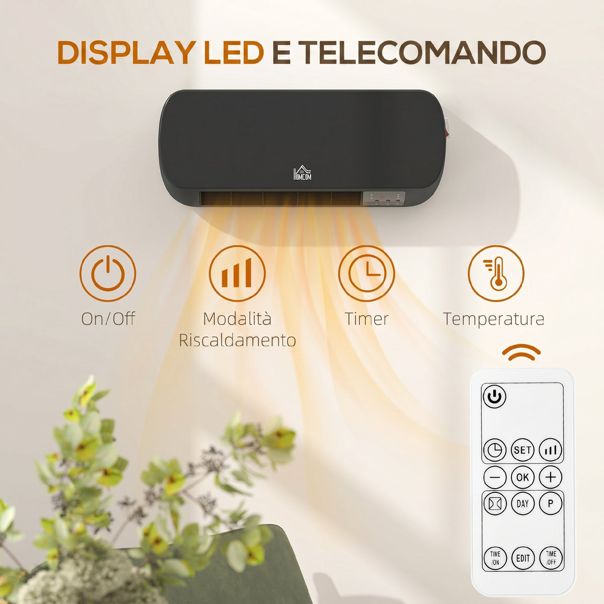 Termoventilatore da Parete 2000W con Display LED