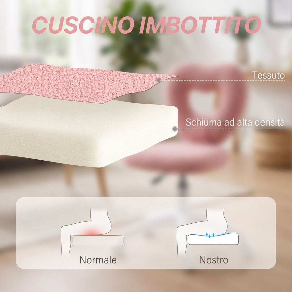 Sedia da Ufficio Girevole con Schienale a Cuore