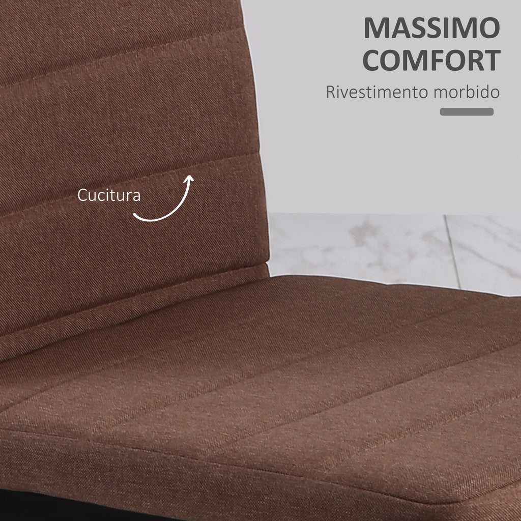 Set 4 Sedie Imbottite Moderne in Metallo e Tessuto Khaki