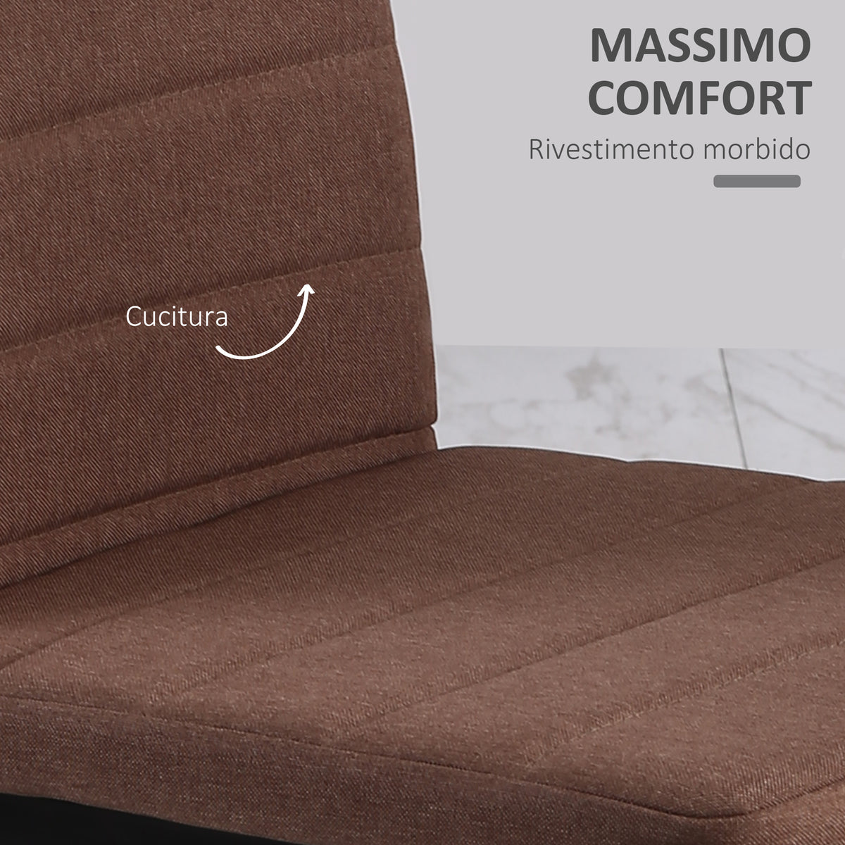 Set 4 Sedie Imbottite Moderne in Metallo e Tessuto Khaki