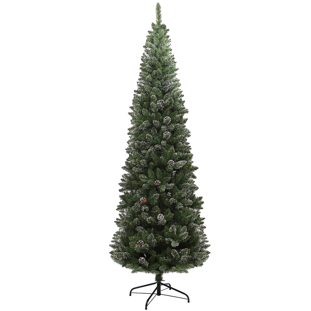 Albero di Natale Innevato 225 cm con 980 Rami e Pigne