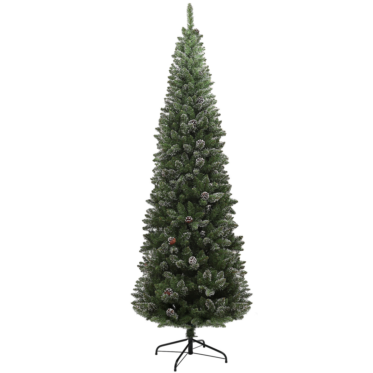 Albero di Natale Innevato 225 cm con 980 Rami e Pigne
