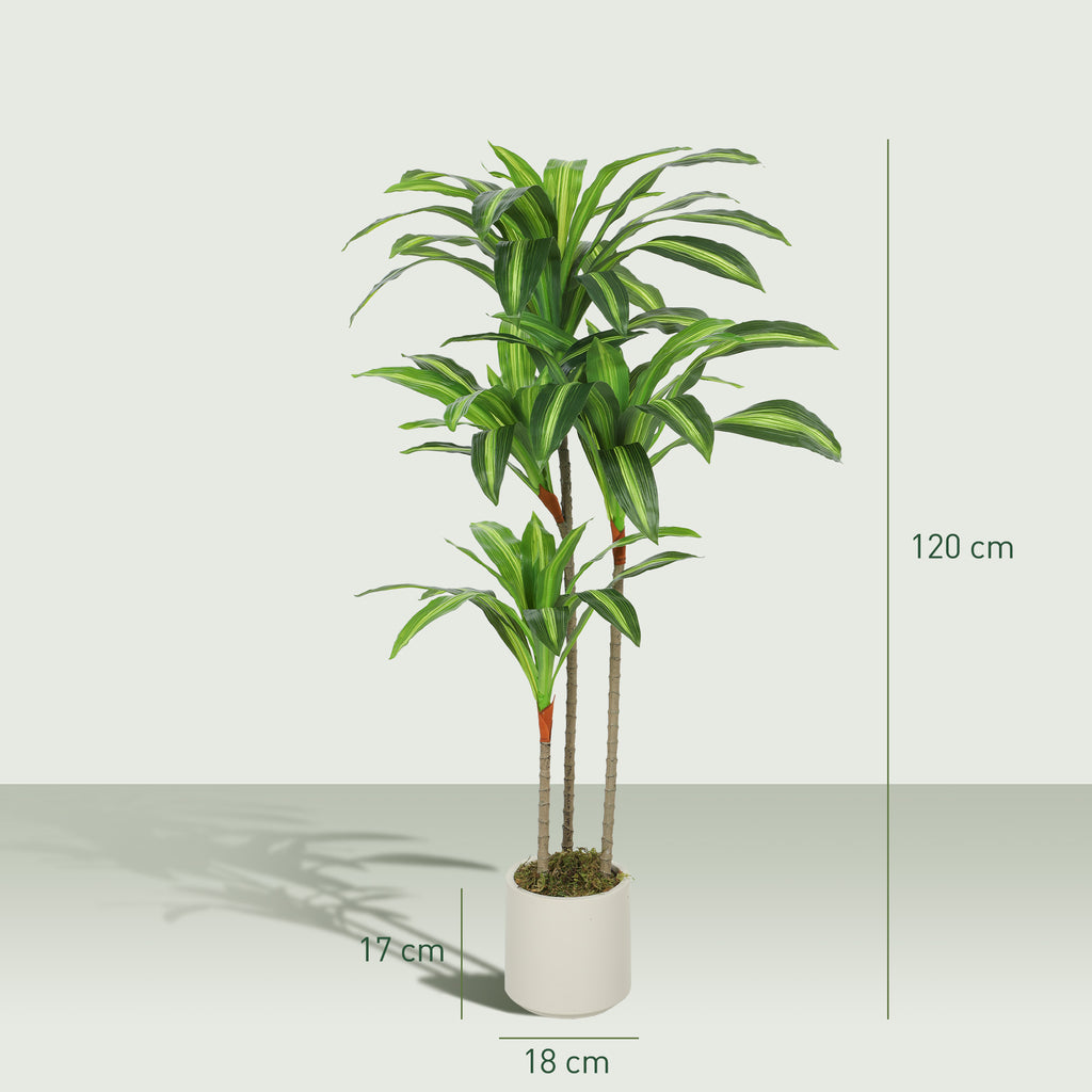 Pianta Artificiale Dracena Verde da 120 cm con Vaso
