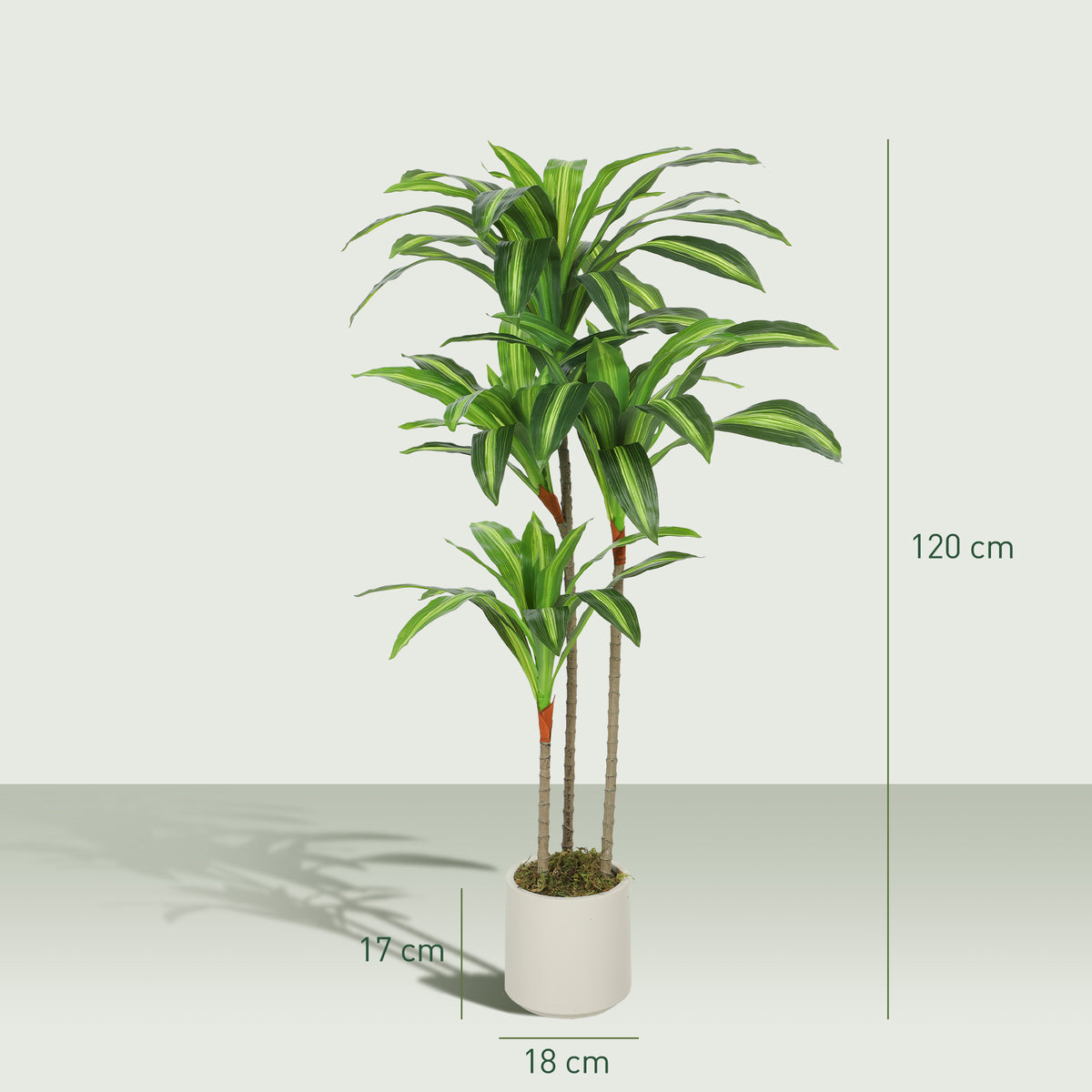 Pianta Artificiale Dracena Verde da 120 cm con Vaso