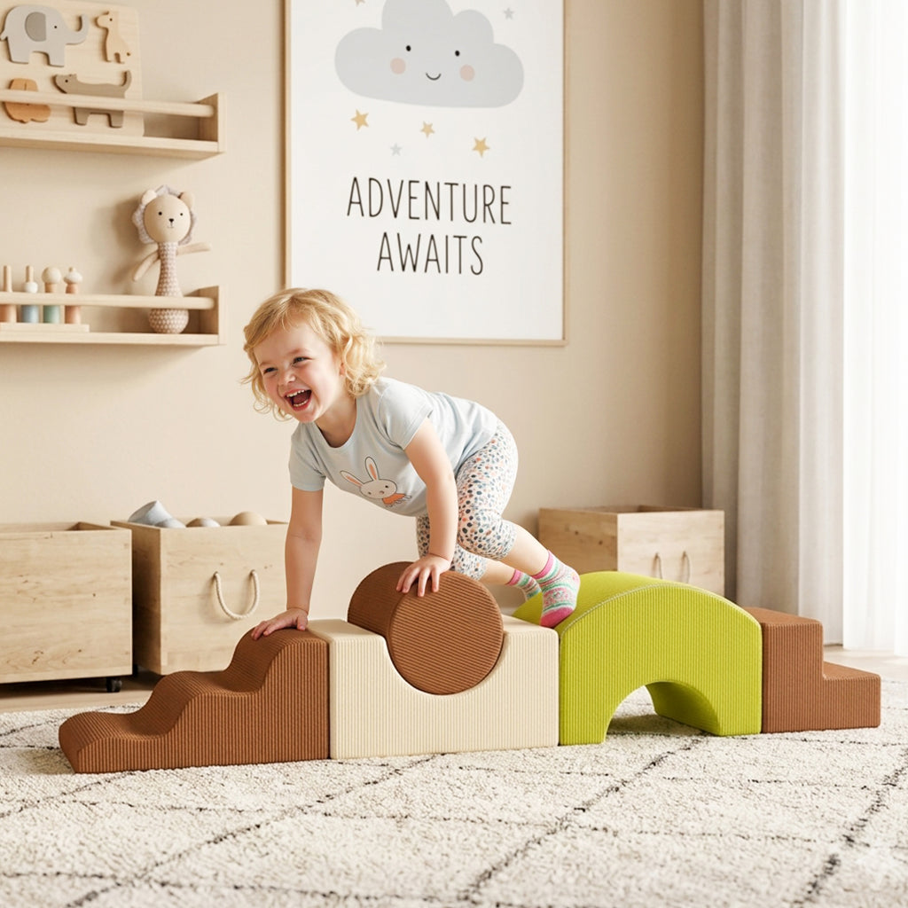 Set Psicomotricità per Bambini con 5 Blocchi in Schiuma e Base Antiscivolo