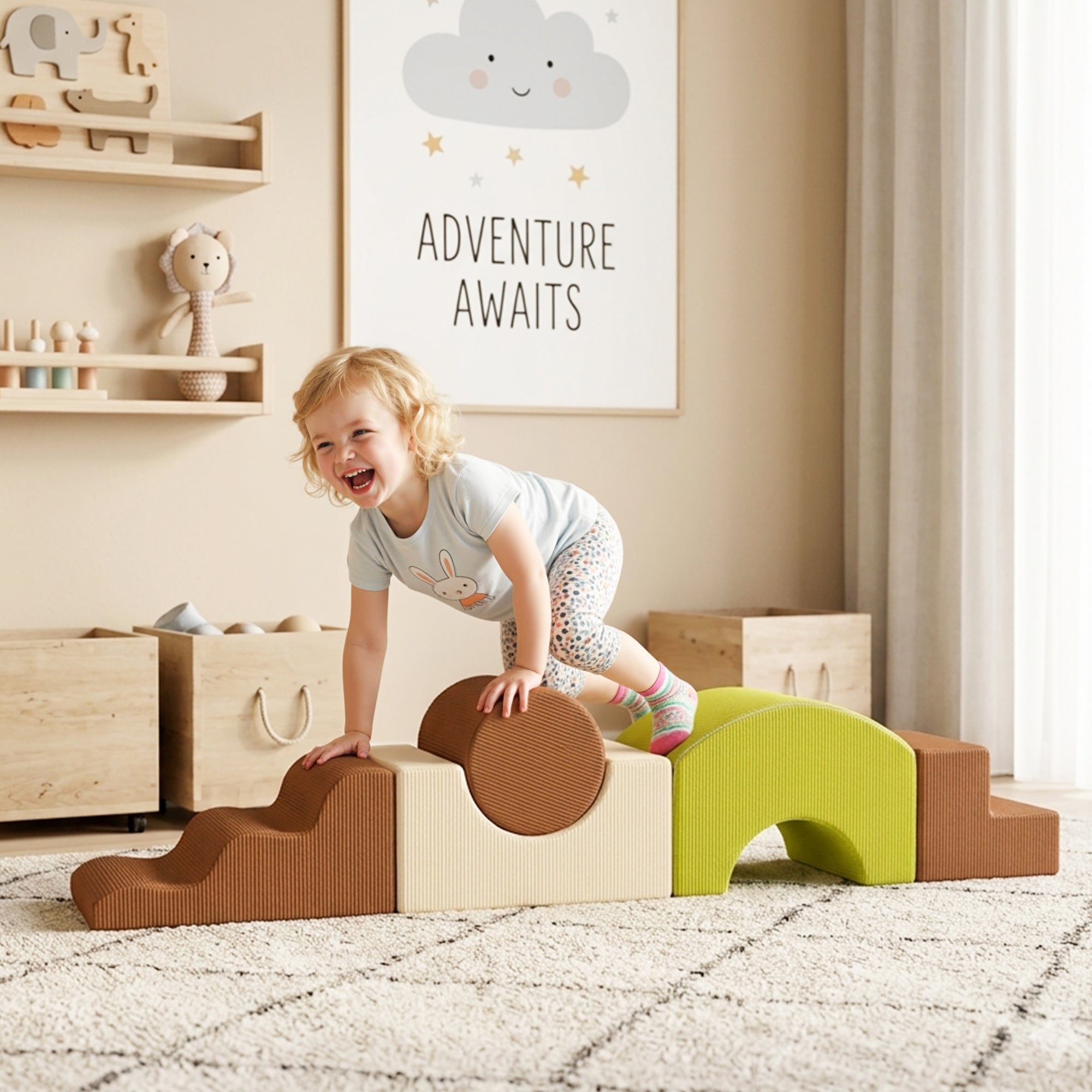 Set Psicomotricità per Bambini con 5 Blocchi in Schiuma e Base Antiscivolo